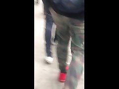 shiny satin red seal xxx porn man walking in the street
