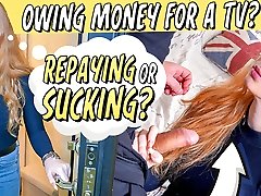 DEBT4k. Lovely chick Rose Wild buys a huge TV but cant pay