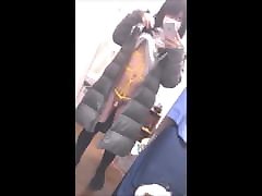 Sensual asian transvestite enjoy cumming in public place!
