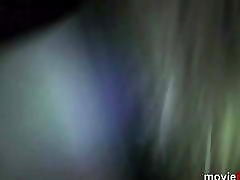 Arabella May blows a guy in a dark cellar in an adult theate