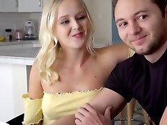 Young blonde seducing friends sister for hot sex in the bedroom...