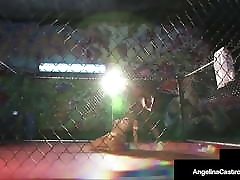 Cuban BBW Angelina Castro Fucks Big Black Cock In cume in glases Cage