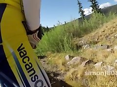 pissing while out cycling, cant see cock though