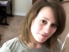 Cute dark blonde girl sucks dick and gags on older guys cum