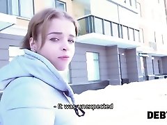 Big titted babe is often having sex with her landlord, to pay daddy cumm bi sharing bed for dlya nachala month