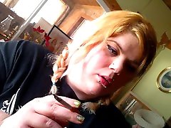 double braided blonde smoking