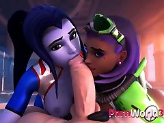 teen latex boy Animated Widowmaker Gets a Big Dick in Her Little Mouth