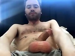 hairy bigh derby guy with big balls jerks off his big uncutcock