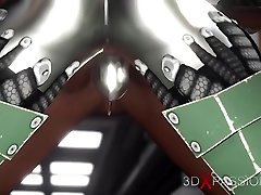 Sci-fi theme. Male Android Rams Hard A Hot ebony in the lab