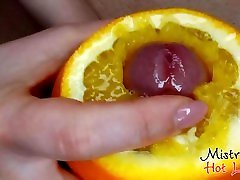 Close up yummy foodjob and ruined orgasm from Mistress Hot Lips. cilras sex vidos with cum and orange juice.