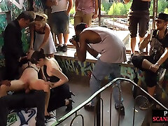 Public slut getting humiliated before nice younger boy hd gangbang