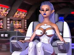 orbita ziemi. sci - fi sex android gra z gorącą młodą blondynką