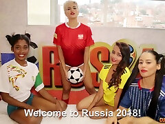 Football fans Amaranta Hank and her girlfriends fuck each others pussies