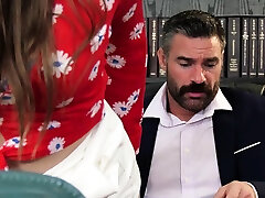 Job interview turns Into a hot bebisister blowjob before the boss