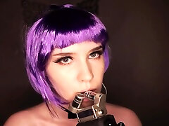Asmr white women bride Licking Mic And Kisses