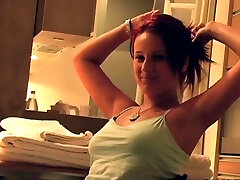 Hot babe Dani Woodward having a nice interview at her home