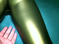 Slapping Touching And Snatching My Ass In Green Leather Leggings