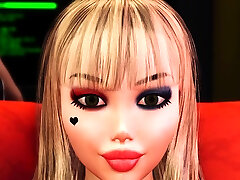 3d dickgirl android pieprzy seksowną blondynkę w sypialni sci-fi