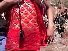 Black slut roughed up on the side of the road