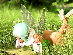 Threesome with a beautiful hot fairy and two orcs in forest