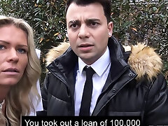 DEBT4k. Gal confronted by collector who properly drills