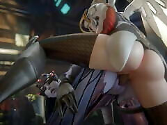 Mercy and Widowmakker Double Dildo Sex by dani daniel fuck hard kiss