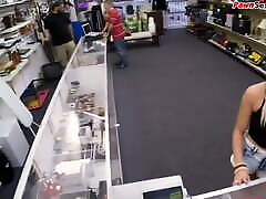 PAWG with braids gets pounded by pawnshop owner
