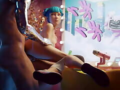 cyberpunk blue moon sperma sulla figa animazione con il suono