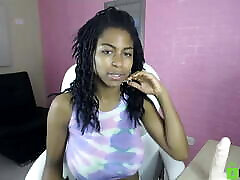 Black Tiana shows off big round boobs