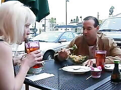 Sexy blonde with big tits is fucked by hippy dude&039;s big cock on couch