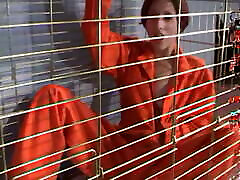 Slutty bitches ride to the perfection behind bars deepthroating police guy