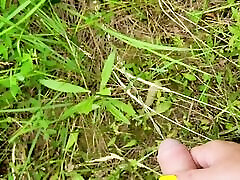 Stepmom holds stepson&039;s cock while he pees in nature