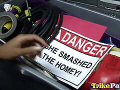 TrikePatrol – Mixed Ebony Asian Fucks First Big White Dick