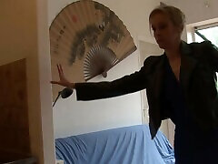 Blindfolded blonde MILF Angie Scorp gets her wet pussy fucked