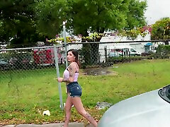 Hot chick Anna Chambers takes money to be fucked in the van