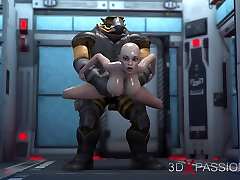Alien monster fucks a in a base camp