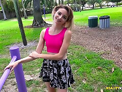 Lola Fae sucks a lucky guys cock before being fucked in a car