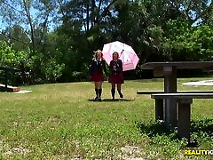 Cute uniform babes Kelly Greene and Cali lady sonia makepeace have girl on girl sex