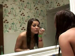 Angelic tattooed teen with small tits pissing while displaying her hot ass in reality shoot