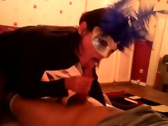 This masked woman right here knows how to charm the cum out of my dick