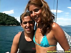vinati tina the tanned Latin babe gets fucked on a yacht