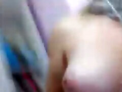 Blond haired cutie exposes her wet pussy during her shemale taking girls self taped solo