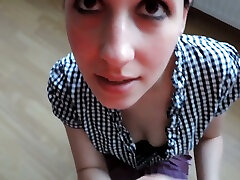 Dirty brunette whorish GF of old lan fart gets facial and nailed doggy style