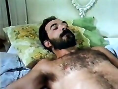 Plumpy amateur retro bitch riding her hairy guy on top