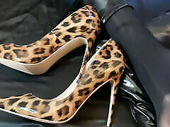 Patterned Leggings, Animal Print Heels Masturbation