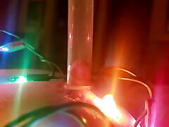 Pumping nipples with x mas lights