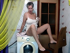 A Hot Housewife Comes Into The Kitchen In The Morning In A Dressing naya balad And Pajamas Changes Clothes And Starts A Fun F