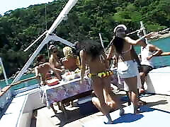 Gorgeous babes get sent step mom naughty while having fun on a boat party