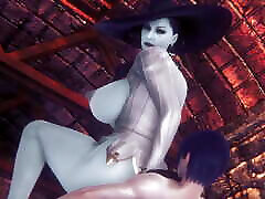 lady dimitrescu reverse cowgirl: resident evil wieś parodia