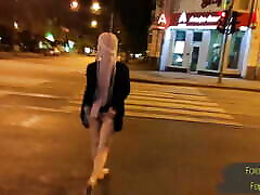 Night naked walk, licking toilet and outdoor fetishes